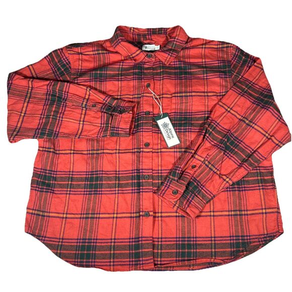 Alpine Design Women’s XL Midweight Flannel Red Bison Plaid AD Hike Long Sleeve - Picture 2 of 7